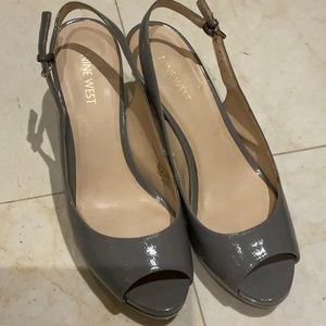 Nine West faux leather open toe sling back heeled shoes NR